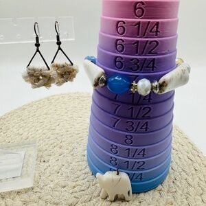 Carved Pendant, Earrings, And Bracelet Set